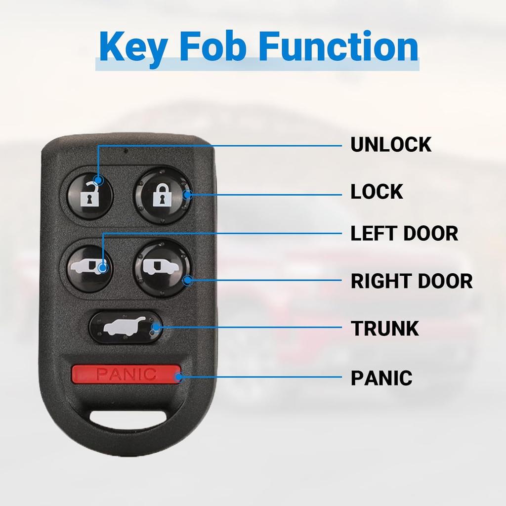 Key Fob Keyless Entry Remote Control Compatible with 2005 2006 2007 2009 2009 2010 Honda Odyssey Car Key Replacement for OUCG8D-399H-A 72147-SHJ-A61