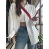 Women's White French Chic Loose Long-Sleeve Shirt Jacket for Spring & Autumn