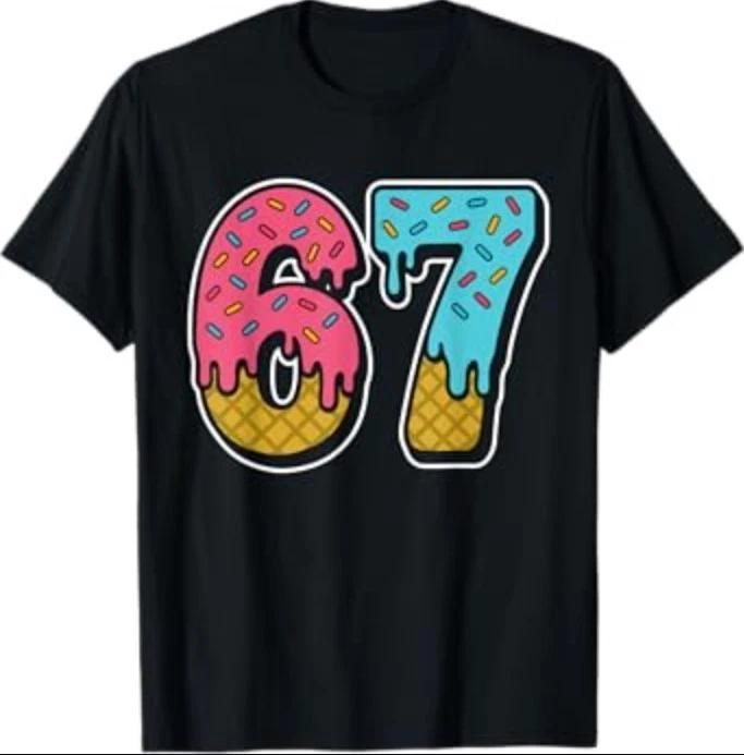67 Ice Cream Drip Meme Funny Six Seven Gen Alpha Slang T-Shirt