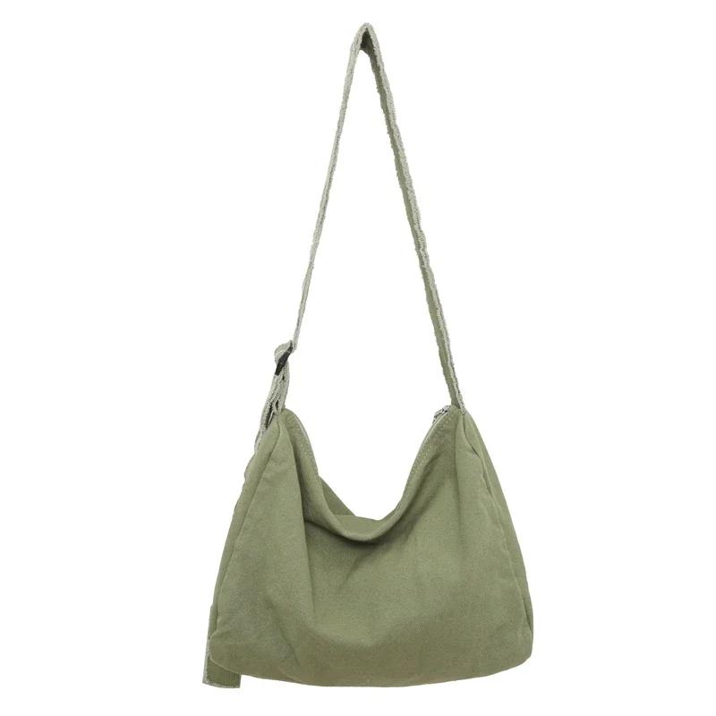 Новая повседневная женская сумка-мессенджер из холста, высококачественная винтажная подростковая сумка через плечо, однотонная сумка через плечо