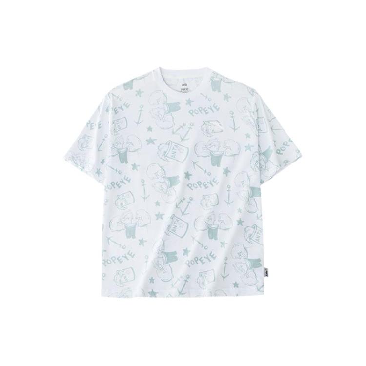 Anta x POPEYE T Shirt Men's Pure White/All Over Print 152428155-1