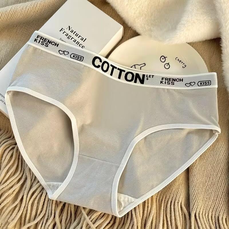 Fashion Women's Mid Waist Vertical Striped Cotton Panties Simple Comfortable Briefs Wearable Underwear
