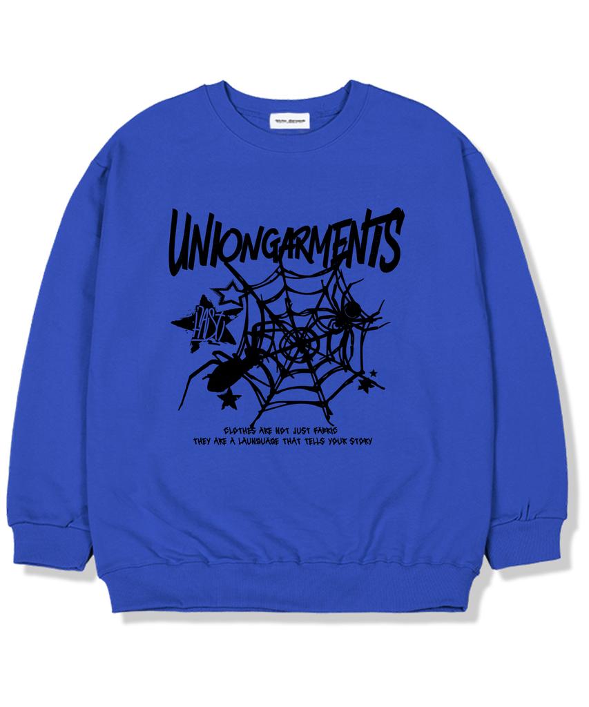 UNION GARMENTS Spider Fleece-Lined Oversized Sweatshirt Blue