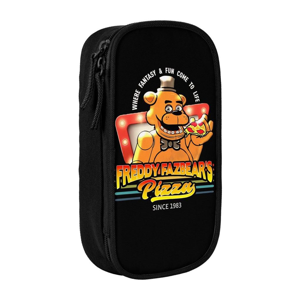 Retro FNAF Pizza 1983 Pencil Case Lovely Pen Box Bag Student Large Storage Students School Gift Pencilcases