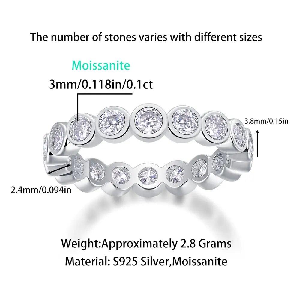 Круглое кольцо с муассанитом цвета D, 3 мм, стерлинговое серебро 925 пробы, белое золото 18 карат, ювелирные украшения, свадебные обручальные кольца для женщин