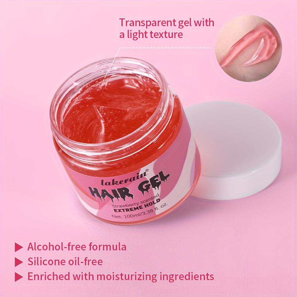 Hair Gel, Strawberry Scented, Extreme Hold, Extra Hold, All Hair Types, Styling Gel Great for Braiding, Twisting & Smooth Edges, 100ml/3.38fl.oz