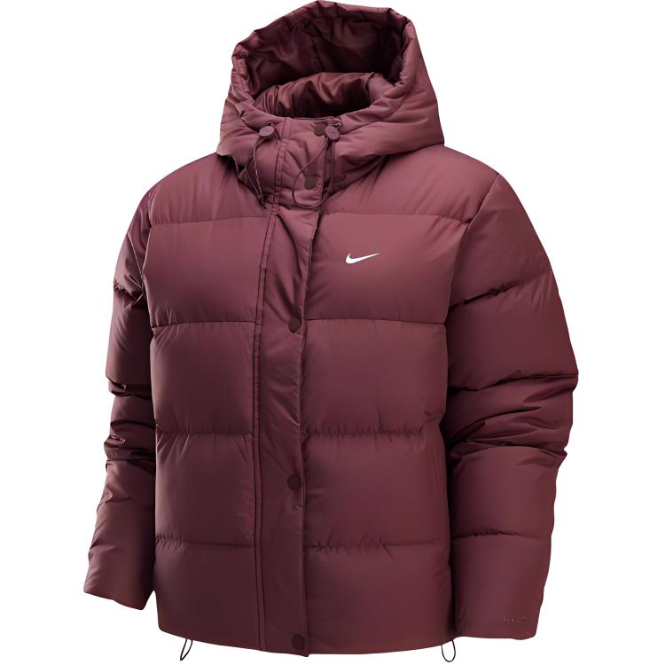 Nike Therma-Fit Sportswear Metro Loose Fit Hooded Warm Puffer Jacket Women Outerwear Red Brown FZ5929-218