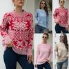 Women Christmas Sweater Long Sleeve  Christmas Tree Knitting Sweater Tops