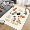 Custom Name,Cute Cartoon Cat Home Sofa Decoration for Living Room & Bedroom, Non‑Slip Play Flannel Floor Mat for Game Room