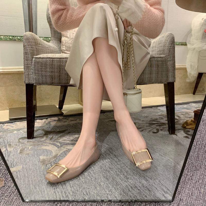 Премиальная кожа квадратный носок квадратная пряжка неглубокий вырез универсальные балетки для работы одинарные туфли женские