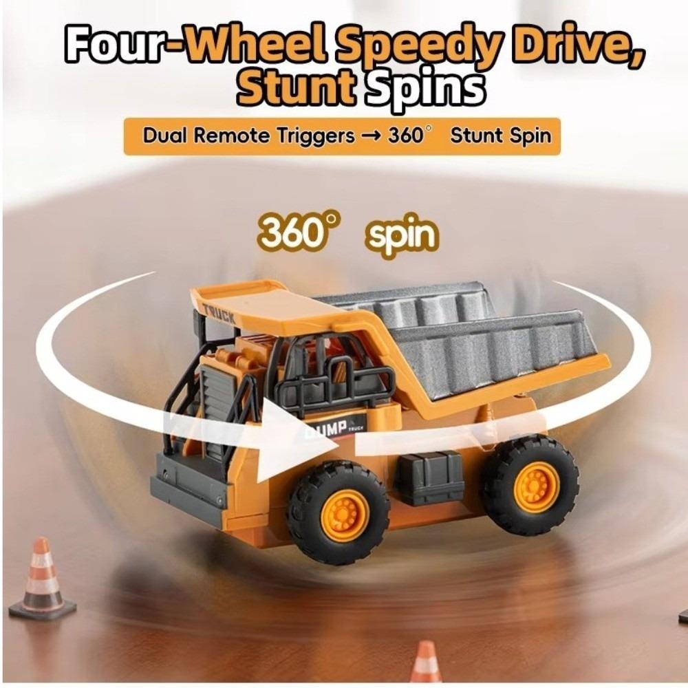 Remote Control Mini Excavator Toy 1:64 Scale Engineering Vehicle Toy Dump Truck Toy Festival Gifts
