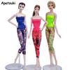 3sets/lot Colorful Fashion Doll Clothes For Barbie Doll Outfits Lace Top & Shorts Legging For Barbie Dolls 1/6 Doll Accessories