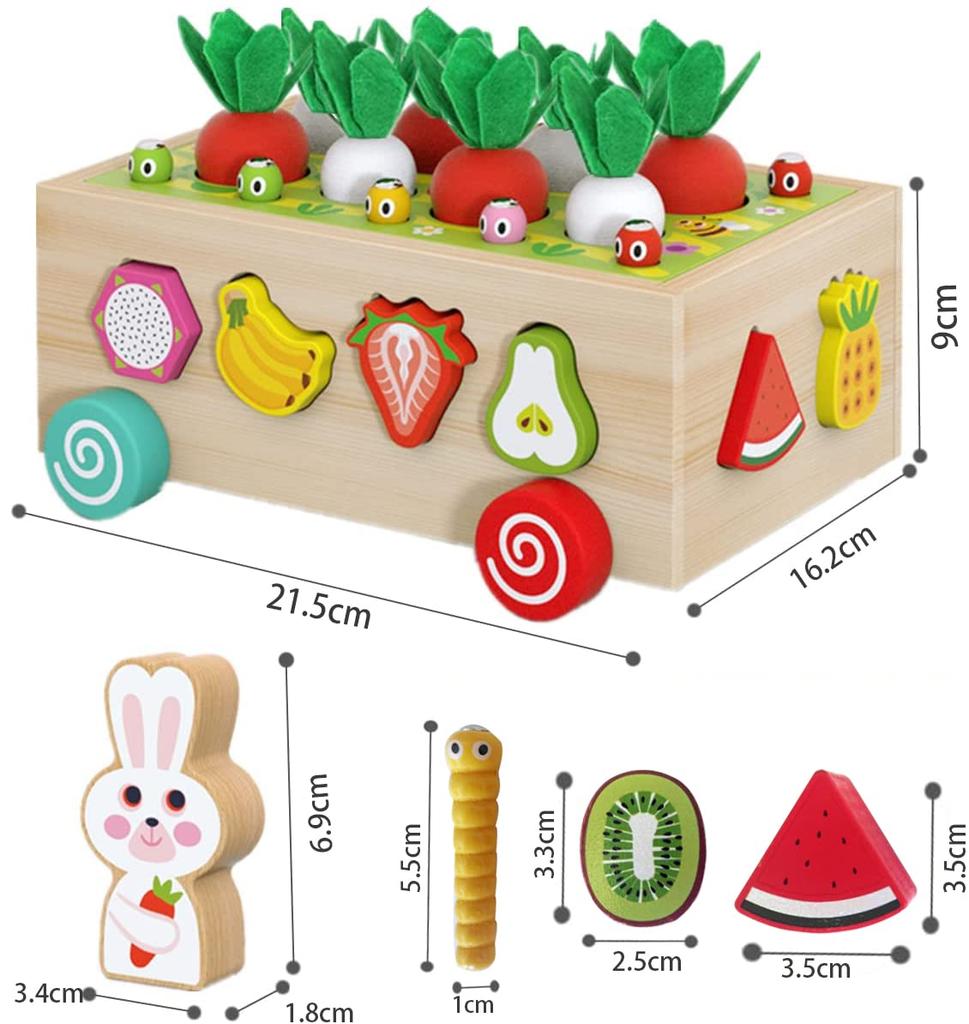 Mokugansha Монтессори образовательная деревянная форма фруктов фермерский редис магнитная ловля насекомых ранний кончик пальца рождественская игрушка для детского сада, соответствие формы