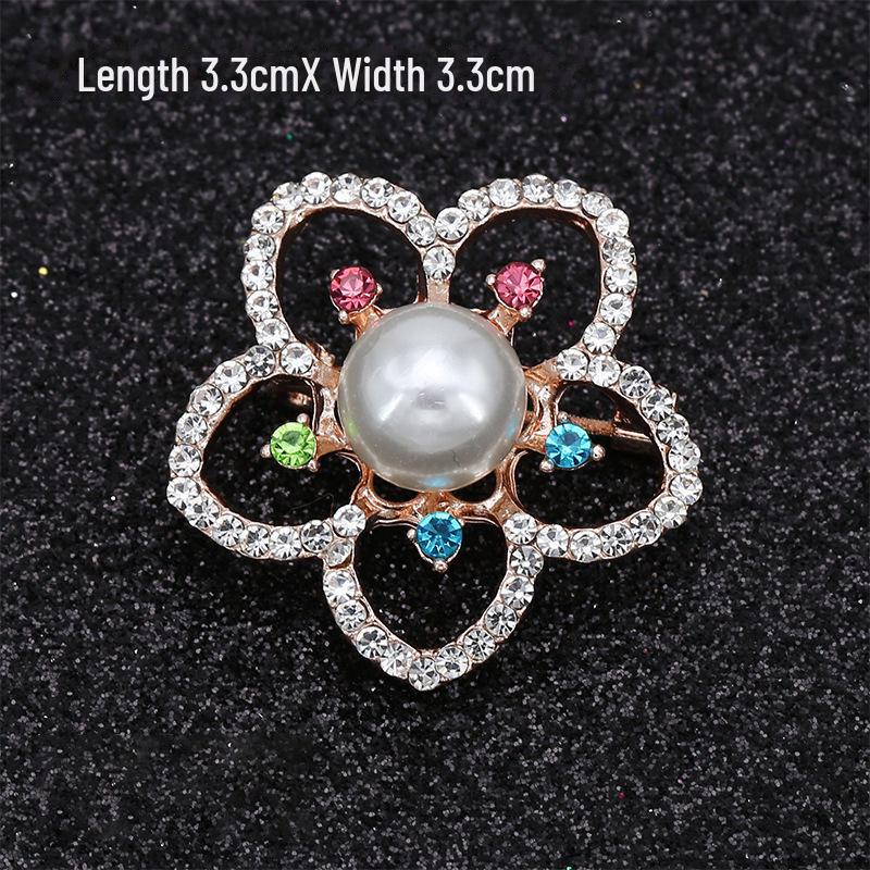 Модная брошь с бантом: Металлические украшения с жемчугом и стразами в виде цветка