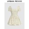 Женское мини-платье UR 2025 в французском шике в горошек с U-образным вырезом
