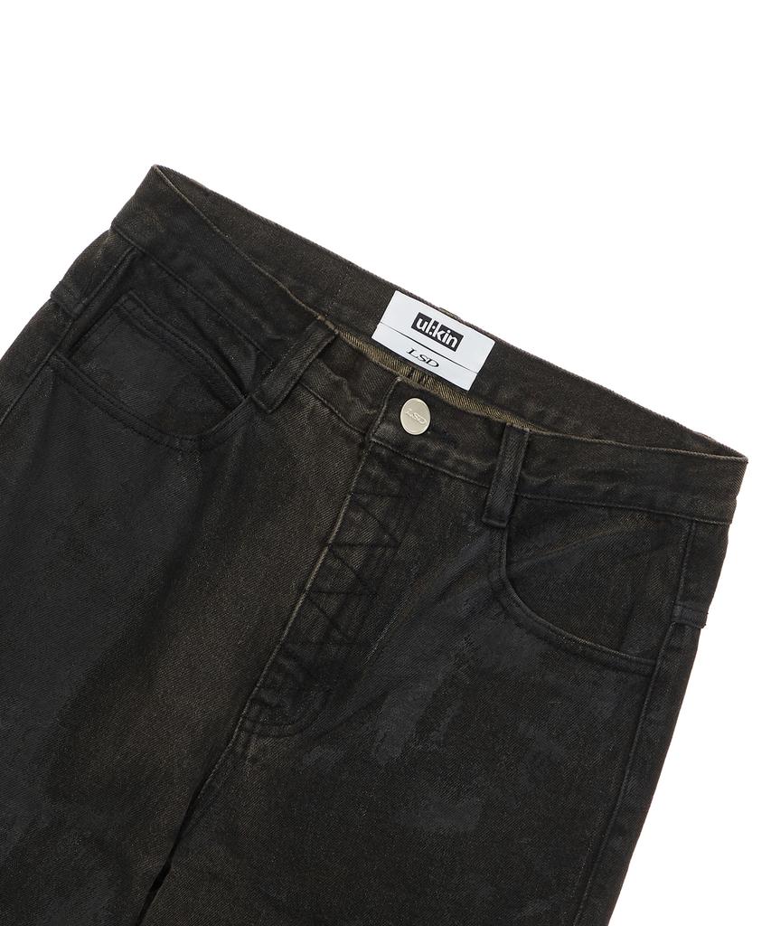 ULKIN Vintage Oil Washed Denim Pants_Black