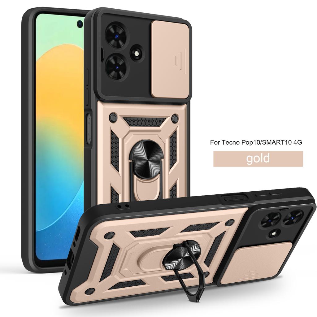 Для Infinix Smart 10 Чехол для Infinix Smart 10 Чехол с магнитной кольцевой подставкой Бронированный чехол для телефона Защита камеры сдвижной задней крышкой