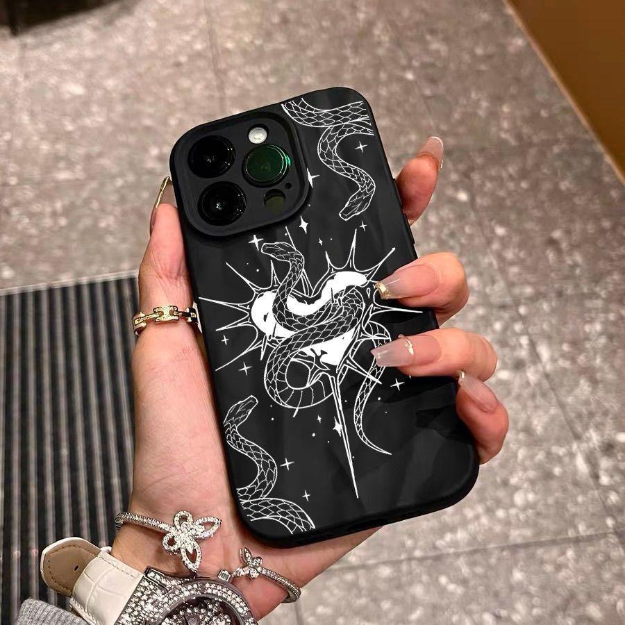Чехол для мобильного телефона Tide cool white snake iPhone17promax подходит для Apple 16promax плиссированный 14 матовый 15 наборов