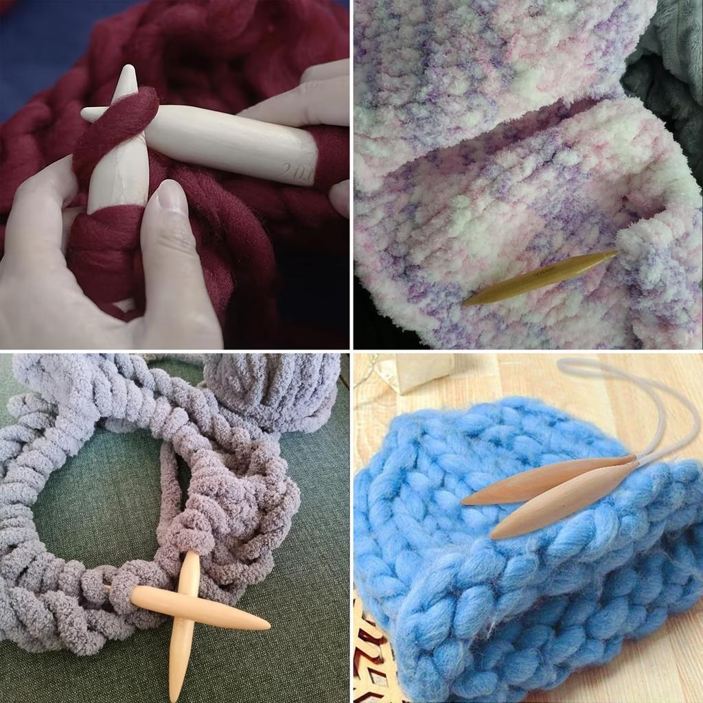 Набор из 3-х больших круговых спиц для вязания, вязания крючком, вязания рядами, шитья и гобелена. Сверхтолстые круговые спицы. (15 мм, 20 мм, 25 мм)