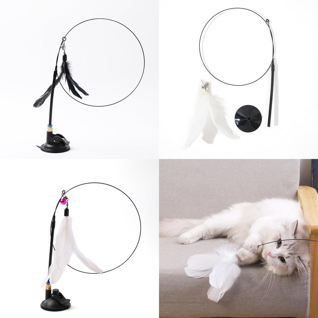 Pet Play Toy Feather Wand With Plastic And Steel Components For Cats