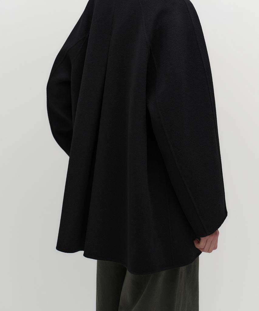MUSINSA STANDARD WOMAN Women'S Cashmere Blend Handmade Half Balmacaan Robe Coat [Black]