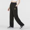 Puma Logo Print Solid Color Drawstring Straight Leg Pants Women Pants Black 538855-01