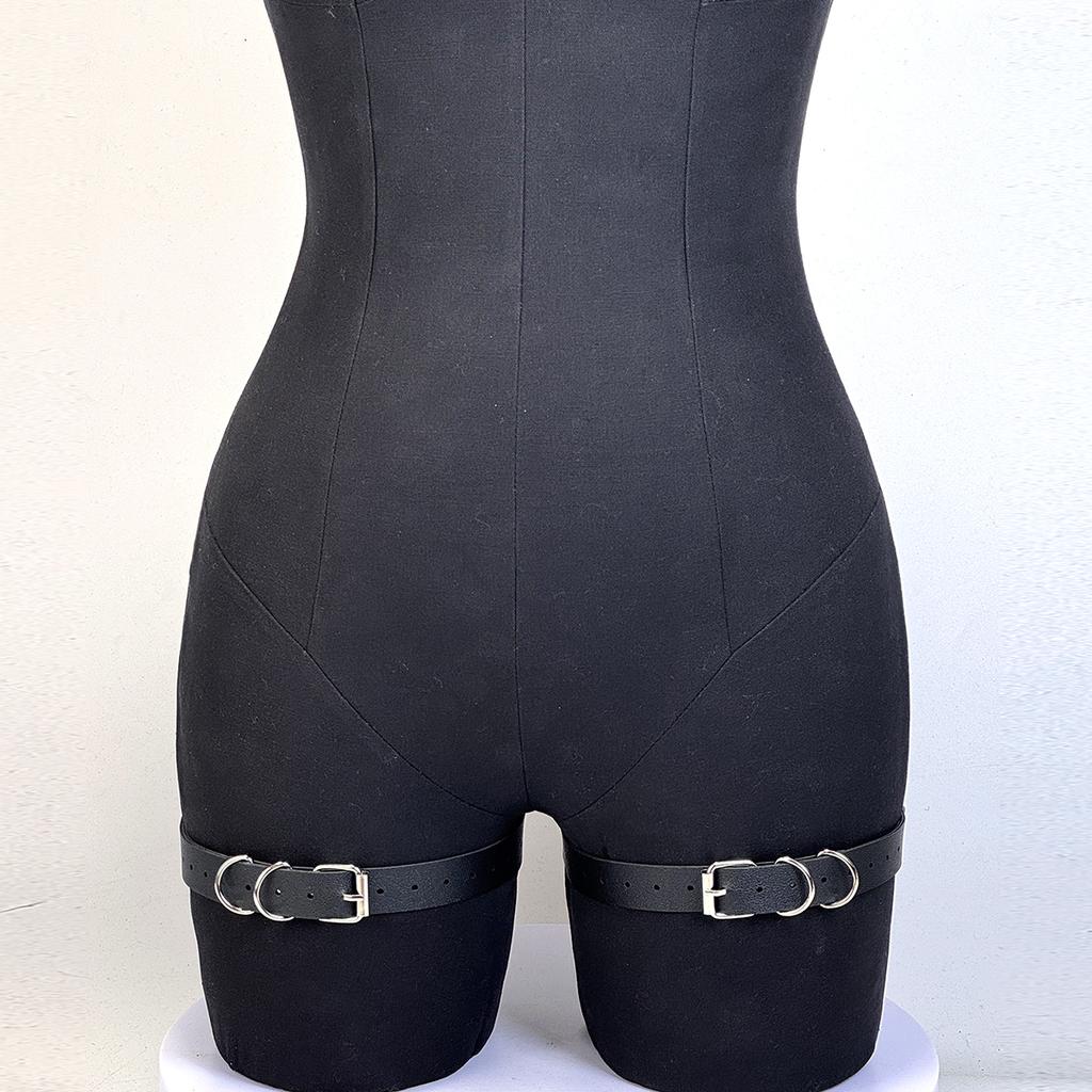 2PCS Adjustable Punk Hollow Pu Leather Belt Sexy Women's Garters Leg Body Accessories Suitable for Women