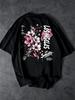 American Unisexs Summer Fashion Los Angeles Letter Cherry Blossom Print Soft And Breathable Round Neck Tshirt Outdoor Casual Top
