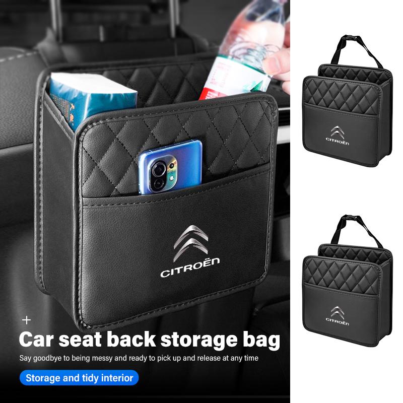 Leather Car Tissue Storage Box Seat Back Paper Water Cup Bag For Citroen C4 C3 C5 C1 C2 C6 VTS C4L DS3 DS4 DS5 Grand Berlingo