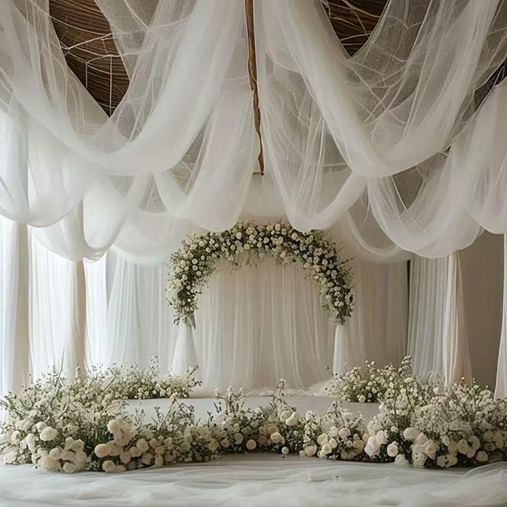 White Pink Wedding Tulle Arch Elegant Backdrop Fabric Arch Draping Fabric  Birthday Party