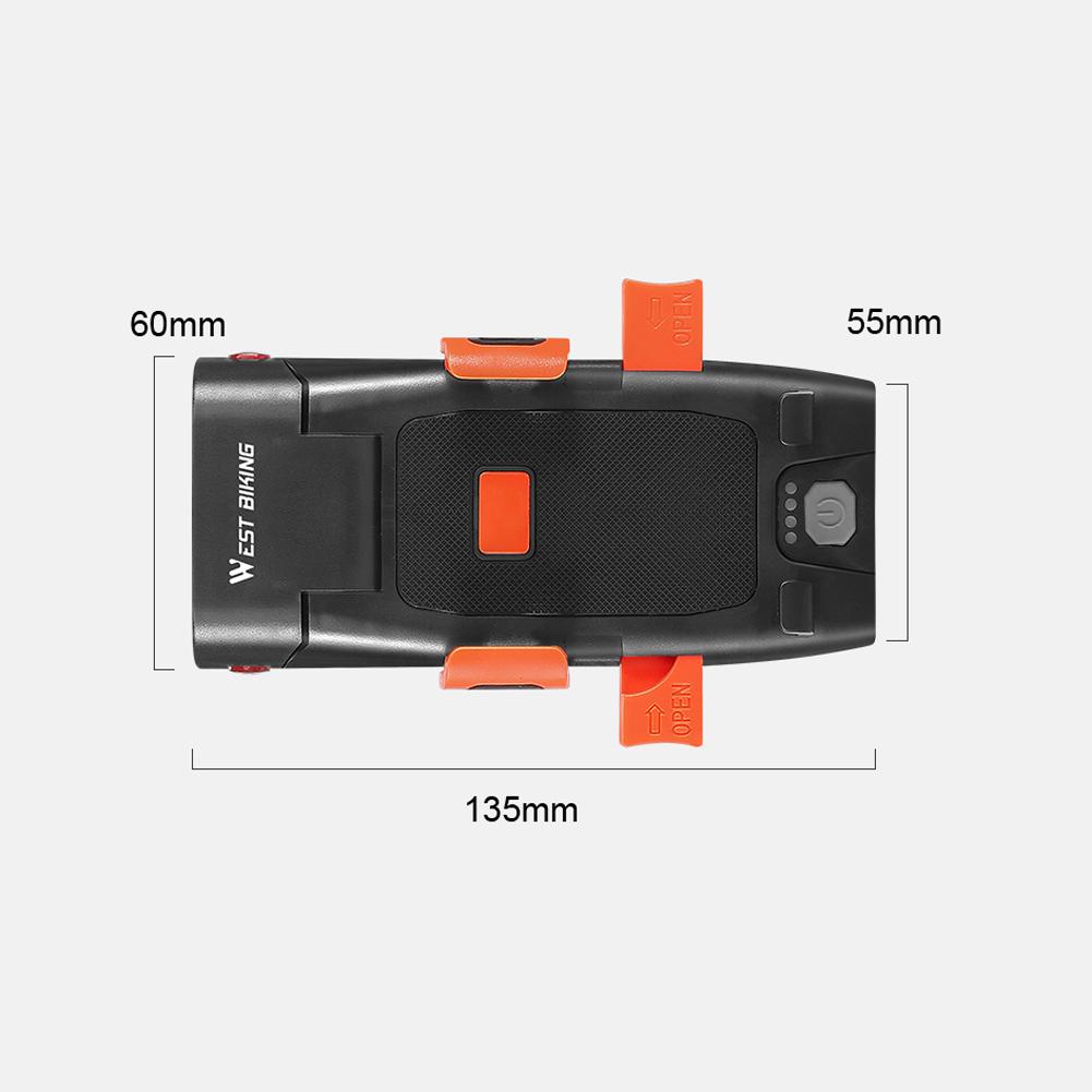 5в1 светодиодный передний кронштейн для велосипеда, лампа, звуковой сигнал, держатель для мобильного телефона, предупреждающий звонок, Powerbanks, MTB велосипед
