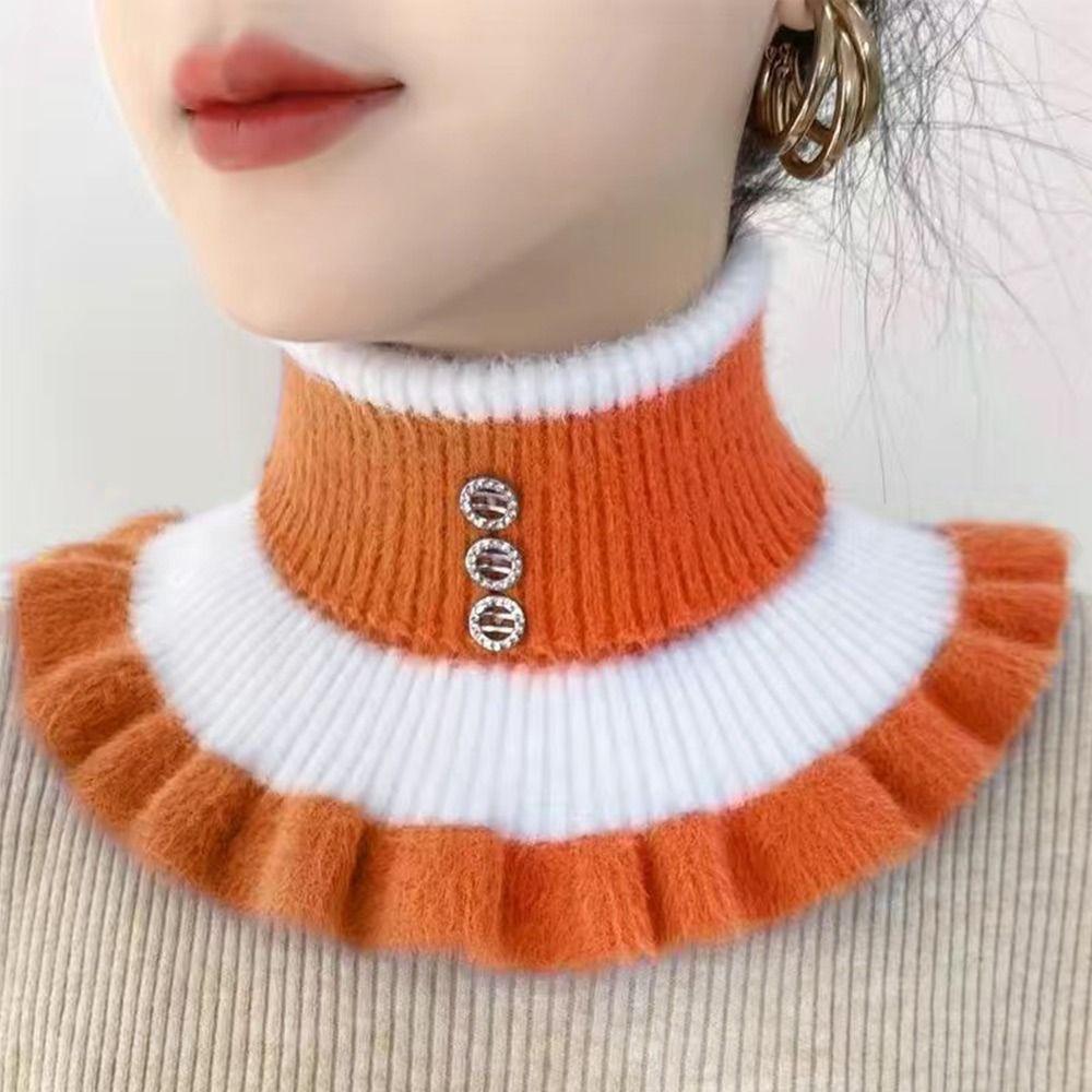 Winter Thick Mink Velvet Ruffle Pullover Warm Scarve Neck Guard Scarf Neck Warmer Fake Collar
