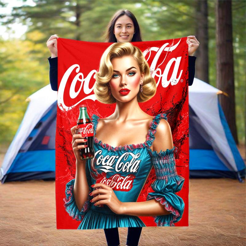 Christmas gift Halloween themed cola beverage Coca Cola blanket soft home furnishing nap decoration four seasons warm Sherpa blanket U1