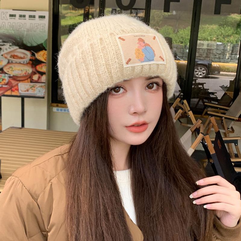 Autumn and winter big head circumference knitted wool hat children's fashion versatile warm ear protection cold hat casual knitted hat