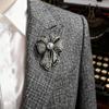 Corsage Ornament Bow Brooch French Style Black Brooch Uniform Fully-rhinestone Pin  Gift