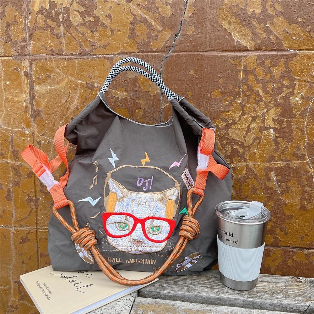 Embroidery Shopping Bag Women'S Fashion Niche Large Capacity Shoulder Bag Tide