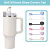 2Pcs Solid Color Straw Cover Food Grade BPA Free Silicone Reusable Dust-proof No Spill 10MM Tumbler Straw Tip Plug Topper Protector Cup Accessories