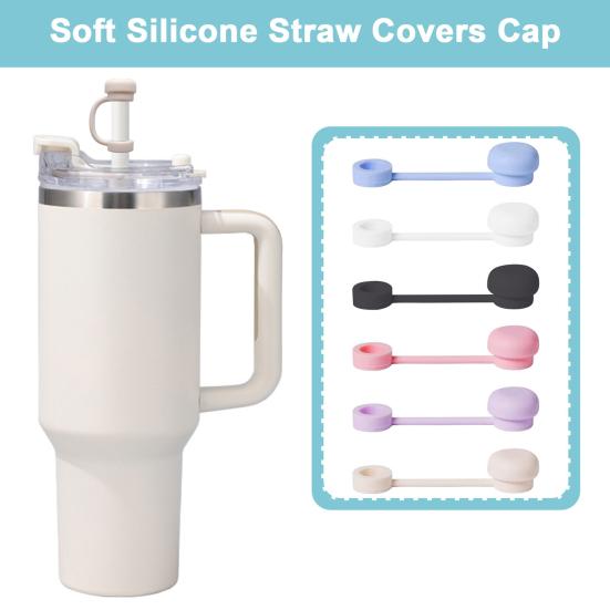 2шт сплошной цвет соломенный чехол многоразовый силиконовый без BPA пищевой пыленепроницаемый без пролития