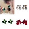 Sparkling Crystal Cube Earrings Stereoscopic Square Ear Studs Handmade Geometric Earwear Jewelry for Women and Girls