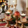 Christmas Candle Holder Wooden Merry Christmas Tealight Candle Holder Festive Decoration Xmas Tealight Holder for Holiday Gift New Year Party Decor