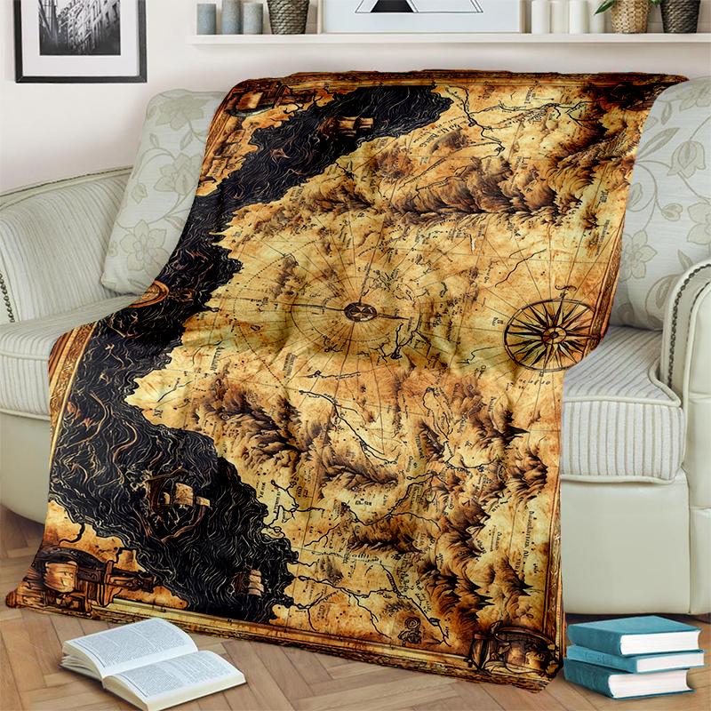 29 Style New Retro Marine Nautical Chart Compass Map Blanket,Soft Throw Blanket for Home Bedroom Bed Sofa Travel Office Cover