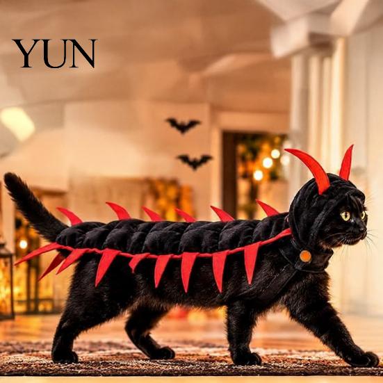 Humorous Multi Legged Cat Suit Centipede-Look Costume, Halloween Pet Outfit, Stuffed Plush Segmented Body with Unique Party Clothing