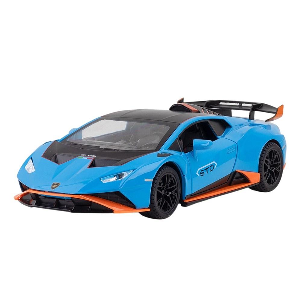 МояМашина 1:Масштабная модель Lamborghini Huracan STO из литого металла - Синяя Коллекционная фигурка и Декор для витрины