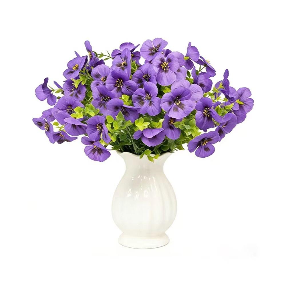 10Pcs/Set Fake Plants Artificial Pansy Flowers Simulated Violet Bouquet Photography Props