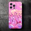 Розово-красный Мечтательный Фламинго Мягкий Чехол для Телефона для iPhone 16 16E 17 Air 15 Pro Max 14 Plus 13 Mini 11 12 7 Черная Задняя Крышка