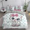 Cartoon Bedding Set Cute Cats Printed 3D Duvet Cover Set Twin Full Queen King Double Sizes Pillowcase Bedclothes Soft Polyester