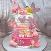 Happy Birthday Cake Topper Pink Balls Cake Topper Butterfly Balls Cake Decorations for Baby Shower Wedding Birthday Party