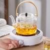 GIANXI Стеклянный чайник с бамбуковой ручкой, для заваривания на пару и кипячения, с двойным фильтром-вкладышем, набор чайников, прозрачный стеклянный чайник