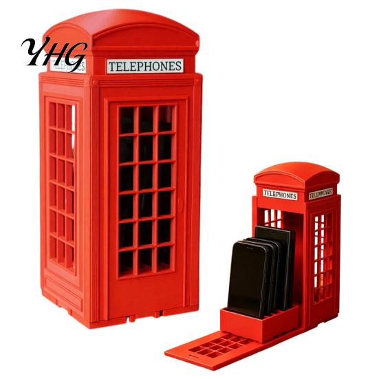 Mobile Phone Storage Box British Booth Stand, 3D Printed Holder, Novelty Desktop Ornament for Home Smartphone Lock?Up Family Gatherings Party Decor