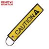 CAUTION Keychain Embroidery Yellow Key Chain Holder for Cars and Motorcycles Key Fob